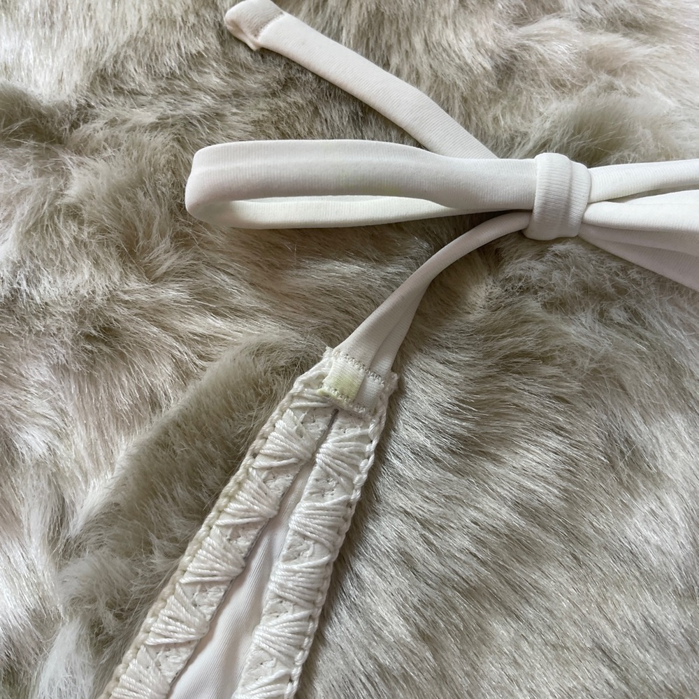 Aerie White and Brown Halter Crochet Bikini Top - Picture 5 of 6